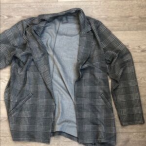 Matty M Black & White Plaid Open-Front Blazer size Xl